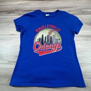 Port & Company WMNS Blue Wrigleyville Chicago Baseball Graphic T Shirt Size M